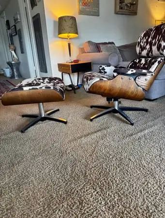 Vintage 1975 Plycraft lounge chair with ottoman