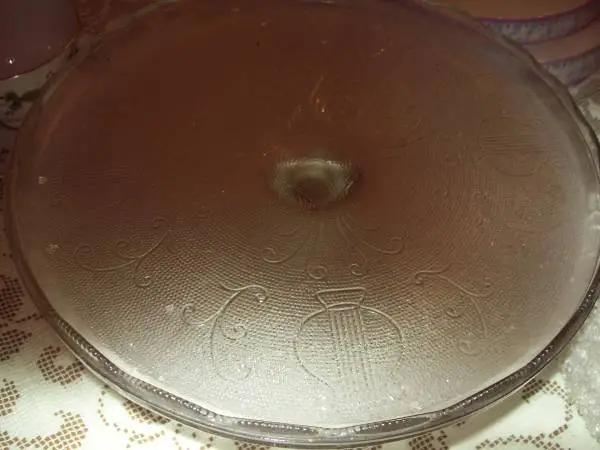 Antique Pedestal Harp Design Scallop Around Cake Plate/Perfect!