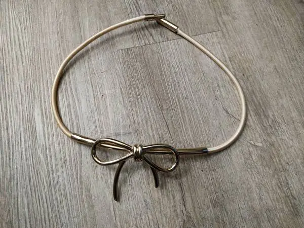 Womens Elastic Belt With Gold-Plated Bow For Sale