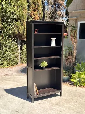 Modern Farmhouse Black Tall Bookcase Cabinet Solid Wood IKEA