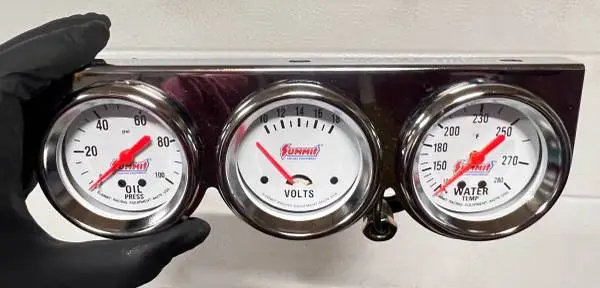 Summit Triple Gauge set in chrome mount-New