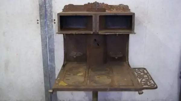 cast iron woodcook stove deck table potting bench