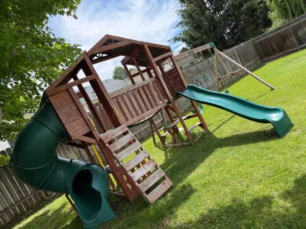 KidKraft Boulder Bluff Kids Play Set - Swings! Slides! Clubhouse!