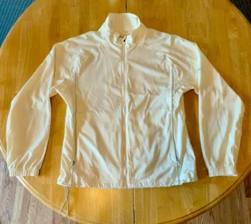 Women’s Ivory Adidas Windbreaker Zip Up Jacket Size Small