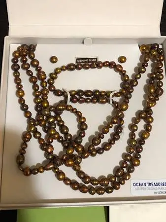 Cultured Pearl Necklace and Earrings-Sterling Silver Studs (cost $200)
