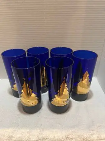 Cobalt blue Christmas glasses
