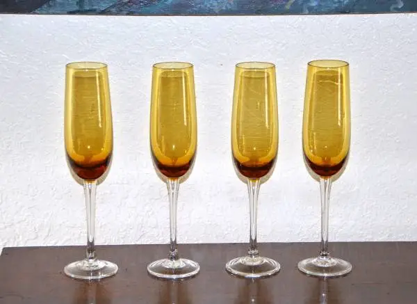 Amber glass 10” Champagne Flutes