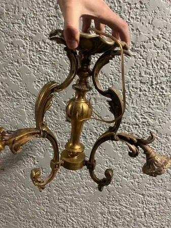 Heavy Brass Old Vintage Lighting Fixture Ceiling Light Bulb Chandelier