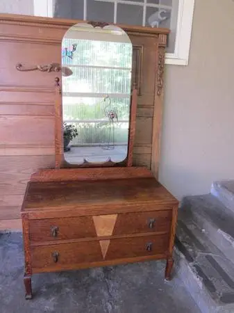 Antique 2 Drawer Dresser w/Mirror