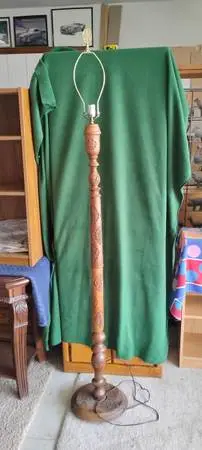 Antique wood floor lamp