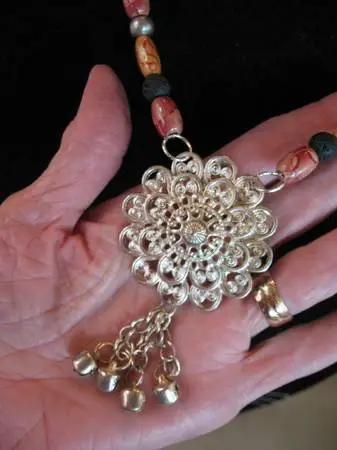 Vintage  SET of Thailand Filigree and Bead Necklace and Earrings
