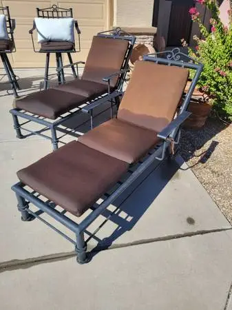 Black forged lounge chairs and patio chairs