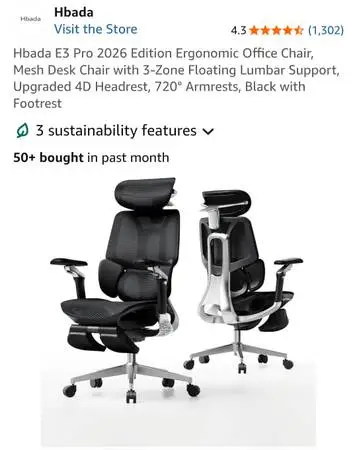 Hbada E3 Pro edition desk chairs, mint condition