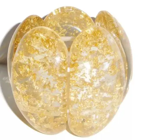 Sobral Cuff Metalique Transparent Lucite 24k Gold Bracelet Stretch