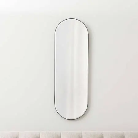 Crate & Barrel Edge Small Black Capsule Wall Mirror 16x48
