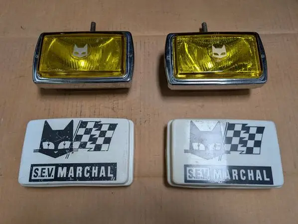 Marchal 859GT driving lights, yellow, complete w/ covers