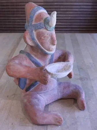 Vintage Mexican Pre-Columbian Style Pottery Figurine MEXICO