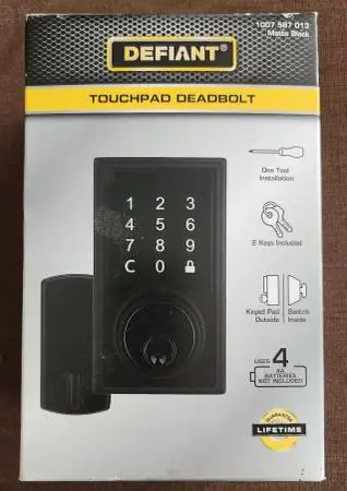 Brand New - Defiant Touchpad Deadbolt #1007 587 013 - Matte Black