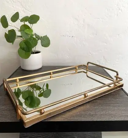 Vintage StyleBuilt Gold Mirrored Tray