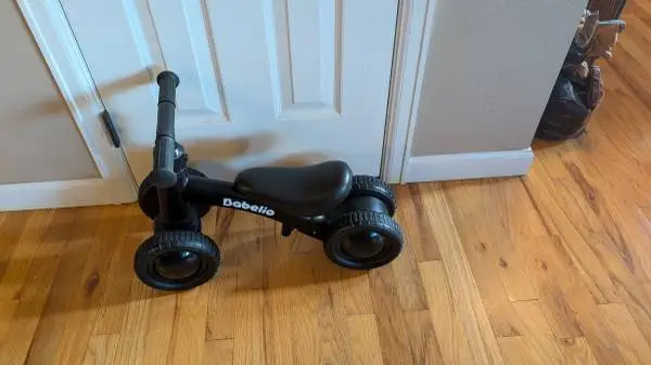 Baby Balance Bike, No Pedal Infant 4 Wheels Bicycle with Non-slip Hand