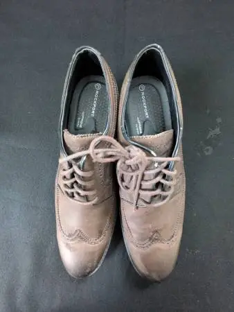 Mens Rockport Leather Wingtip cocoa brown dress shoe, size 12
