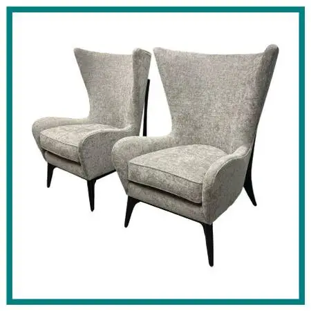 Caracole Whats New Pussycat Wingback Chairs, Pair