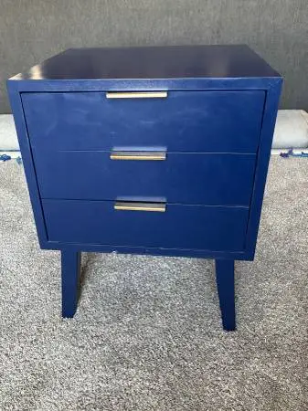 REDUCED PRICE Blue End table with 3 drawers