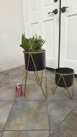 Black and Gold Metal Plant Stand Set of 2.   (((((Plant NOT included.))))