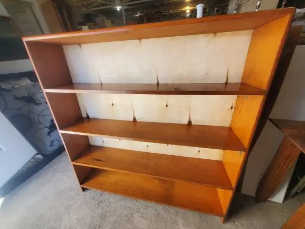 Short wide solid wood bookshelf