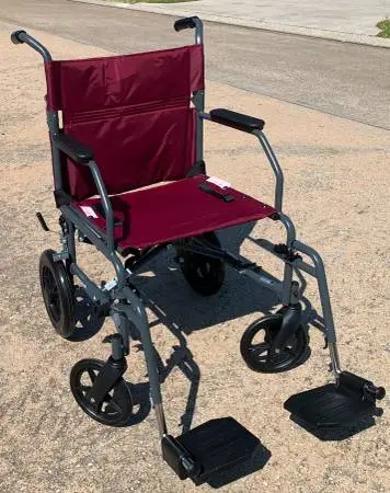Medline Aluminum Transport chiar with 12 Wheels, 19 seat, Red