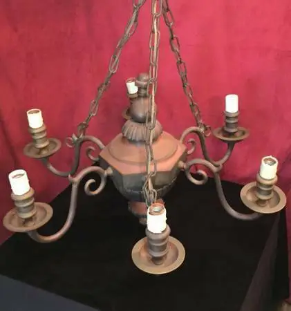 Classic Vintage Copper 6-lamp Chandelier