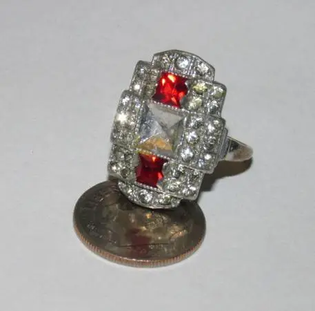 Diamond Ring And Red Tourmalines Antique Victorian 1874