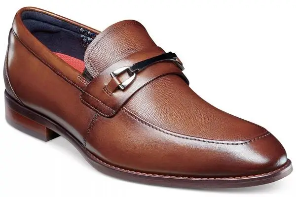 Stacy Adams Mens Kaylor Leather Moc Toe Loafers, Cognac, Size 10M