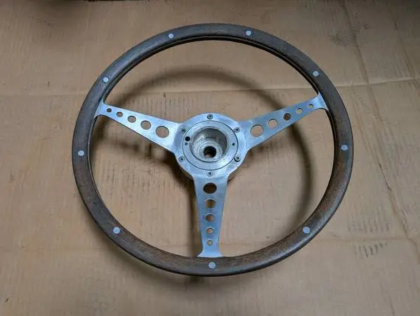 Vilem B Haan vintage wood steering wheel, 15”