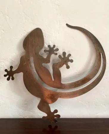 Vintage Rustic Metal Gecko Wall Art - Southwestern Decor