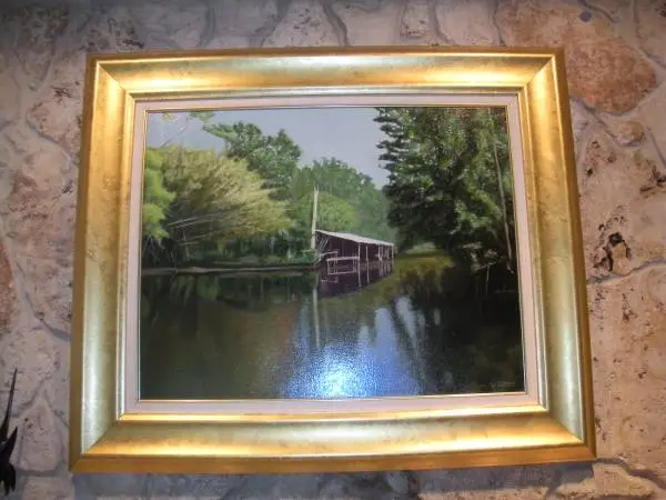Florida, River, Original Oil Painting, Signed, Framed, Art, 38 x 32 in