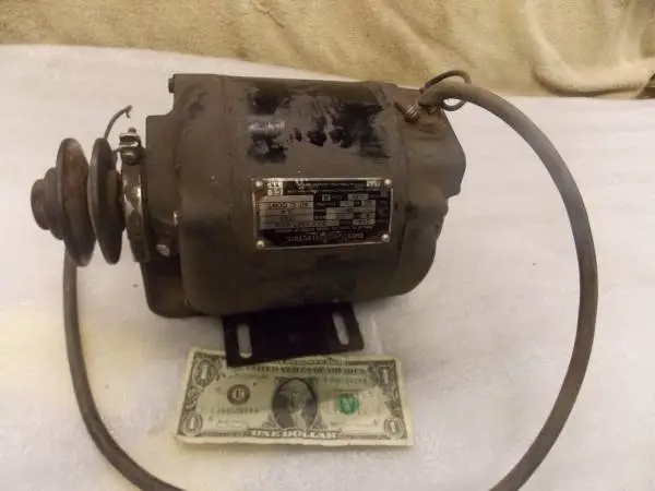 Emerson 1/6 hp 115v Electric Motor 1725 rpm 5/8 shaft Adjust Pulley