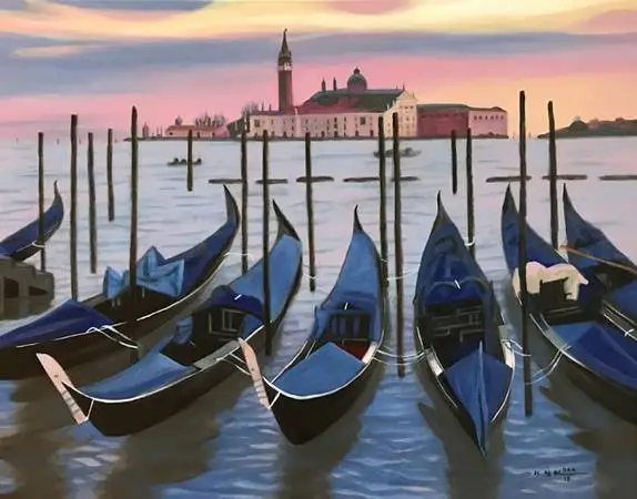 Italy, Venice, Original Oil Painting, Art, Signed, 28x22
