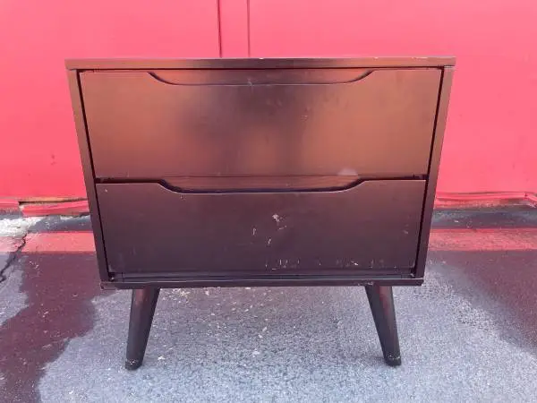 1 Vintage look style mid century modern two drawer night stand