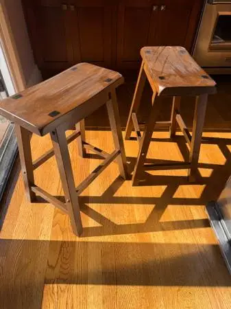 4 matching counter-height wood stools