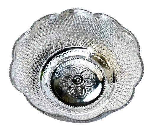 Sterling silver 925 Bowl NEW detail lotus flower scallop edge
