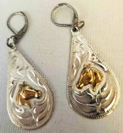 “Justin”Silver Polished Horse Drop Earrings  $20