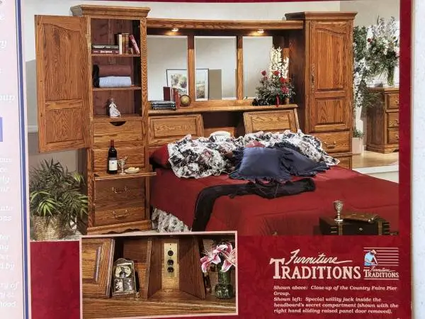 Large Oak Headboard Unit.