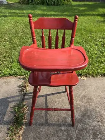 Vintage Wood Childs Kids High Chair