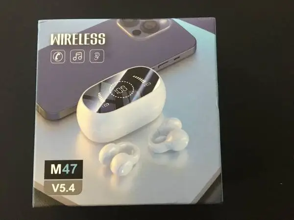 Earbuds M47 Wireless Ear Clips Bluetooth V5.4, Buds With Charging Case