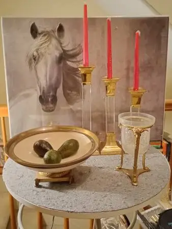 Five Brass & Glass Decor Pieces