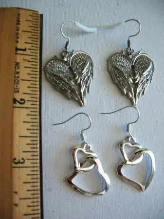Artisan made Pair of Silver Tone Heart Dangle Earrings $20