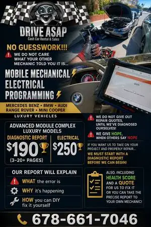 Luxury BMW Benz Audi Mobile Mechanic Diagnostic Electrical Programming