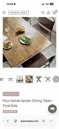 Solid metal wood dinning table