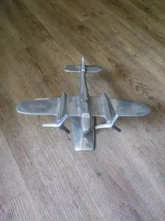 POTTERY BARN Aluminum Cast Polished Airplane For Sale